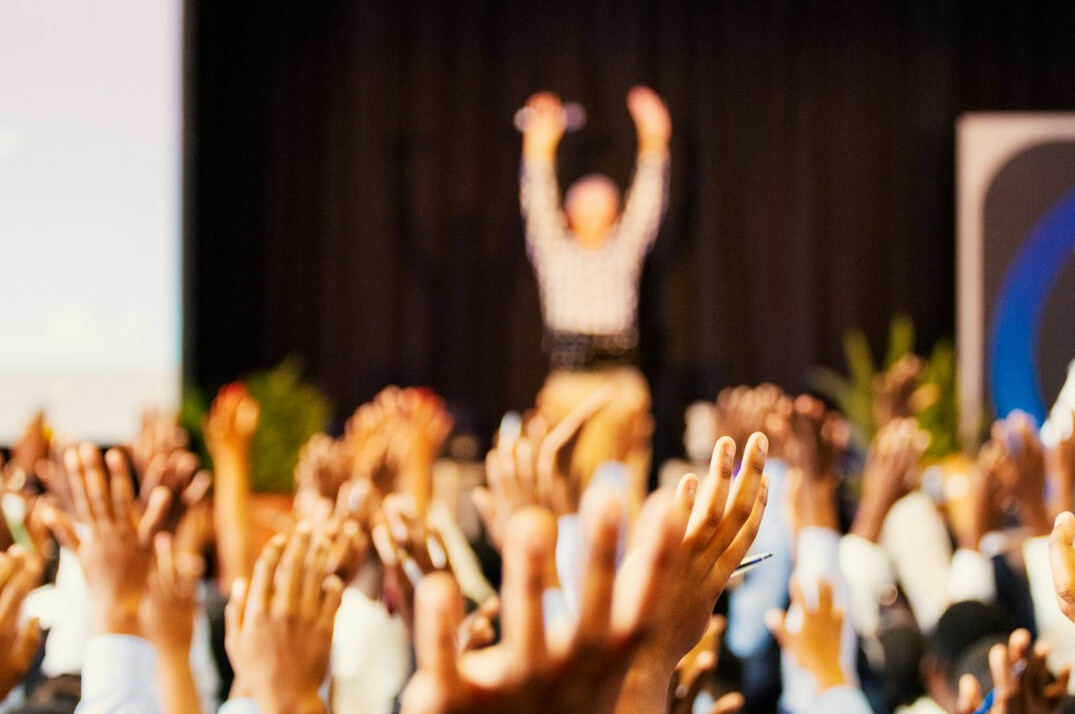 confident speaker engaging audience